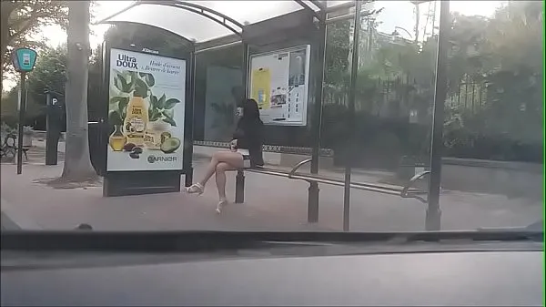 Show bitch at a bus stop power Tube