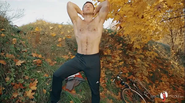 Show Nude gay bear cyclist and masterbating under the autumn tree power Tube