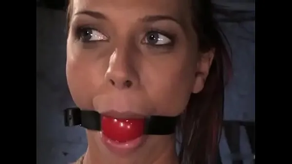 Show Bound, gagged and drooling cunt Rachel Starr gets spanked and spinned around power Tube