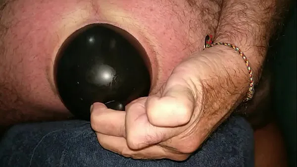 Show Huge Inflatable Butt Plug sliding out of my stretched Ass up close in Slow Motion power Tube