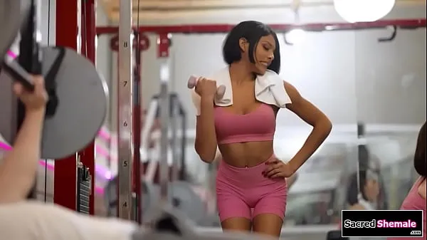 Show Latina tgirl Lola Morena gets barebacked at a gym power Tube