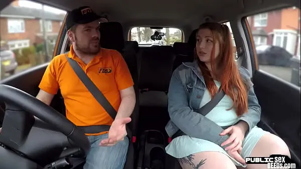 Show Curvy ginger inked babe publicly fucked in car by instructor power Tube