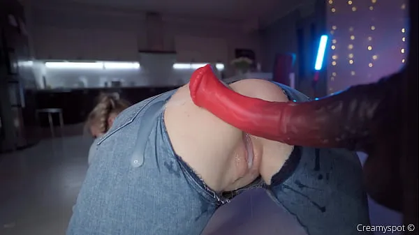 Show Big Ass Teen in Ripped Jeans Gets Multiply Loads from Northosaur Dildo power Tube
