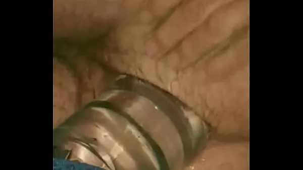 Show Huge Plastic Drink Bottle deep in my Ass up close power Tube